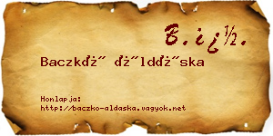 Baczkó Áldáska névjegykártya